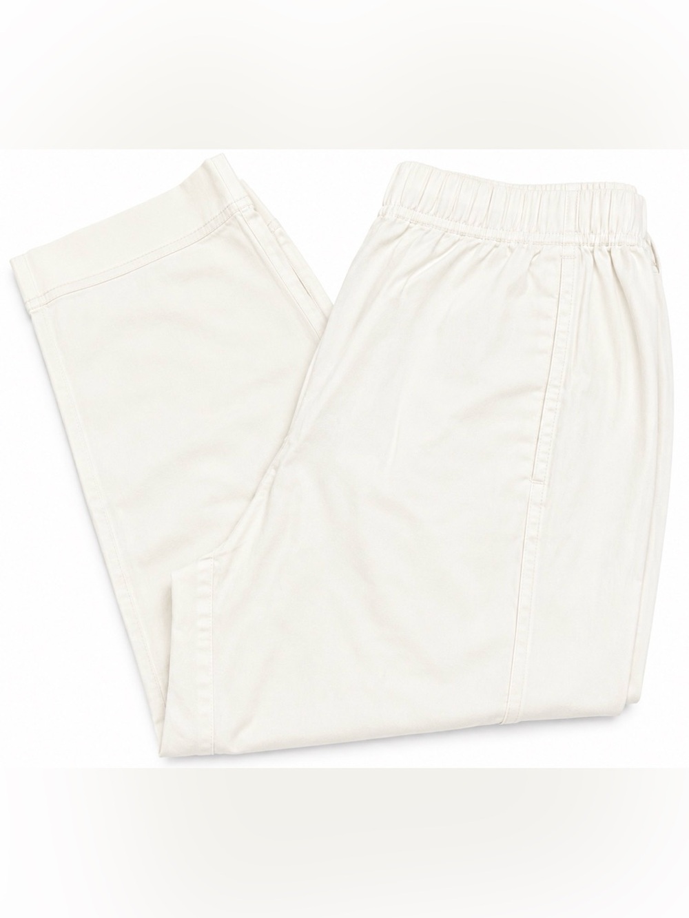 ZARA Women’s White Cotton Pull-On Pants Size L Relaxed Fit Drawstring NWOT - Picture 5 of 13